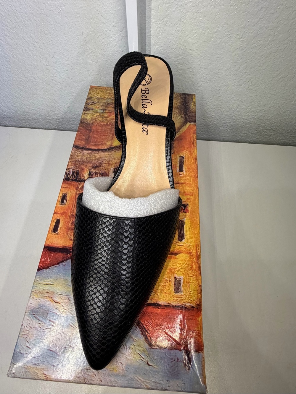 NWOT Bella Vita Size 10 Black Snake Sarah Sling back Mule - Picture 5 of 7